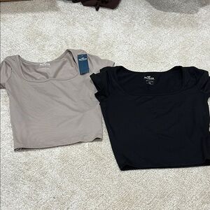 Hollister Women's Crop Tops - Black and Tan